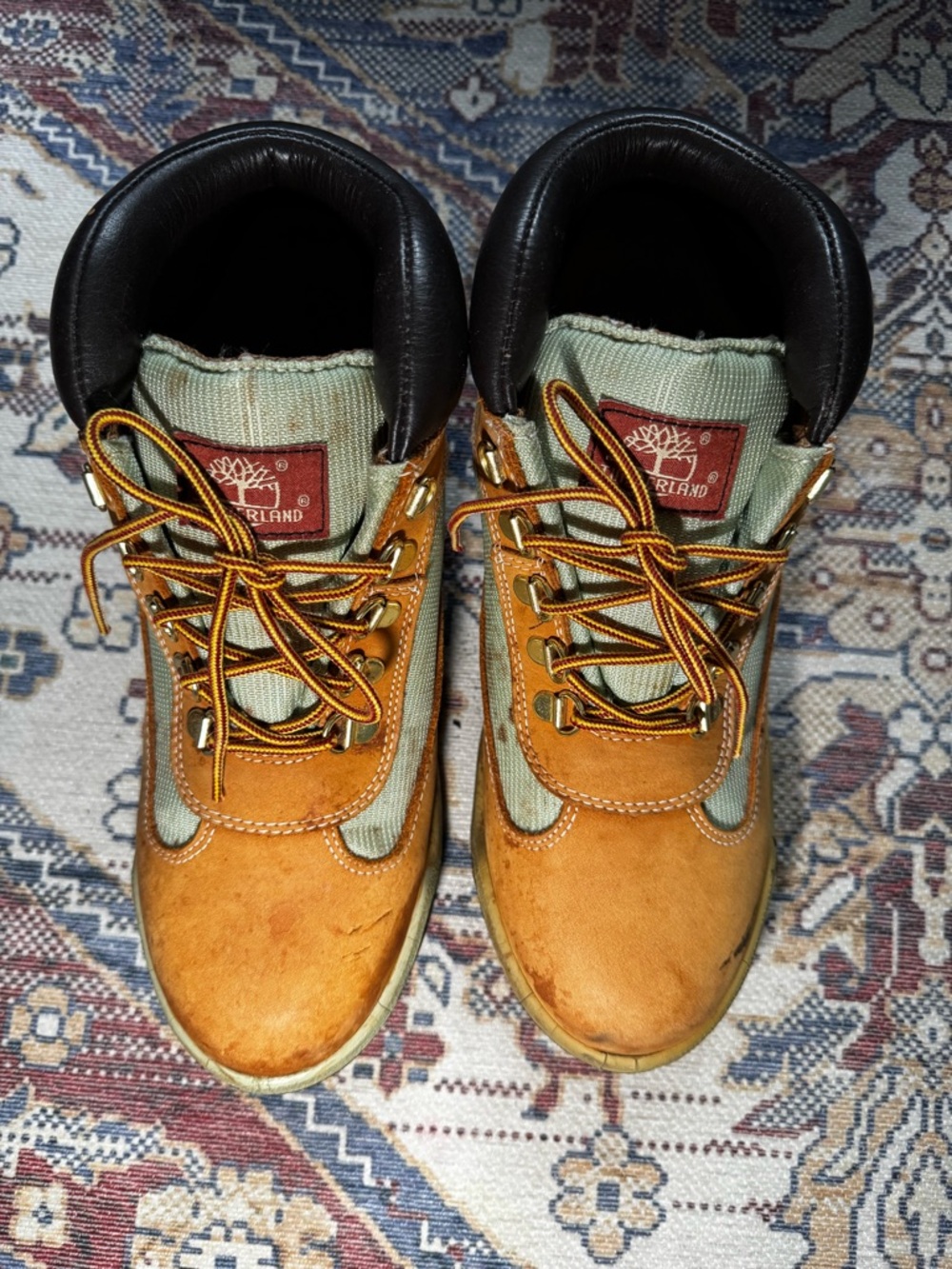 Timberland Tan Leather & off white Fabric Hiking Boots